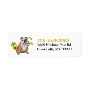 Sunflower Yellow Bulldog Return Address Label