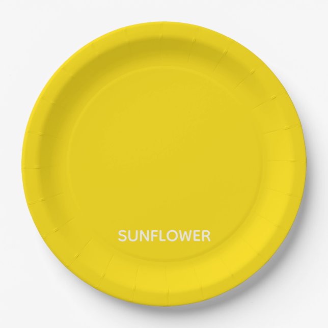 Sunflower Yellow Color Name Paper Plate (Front)