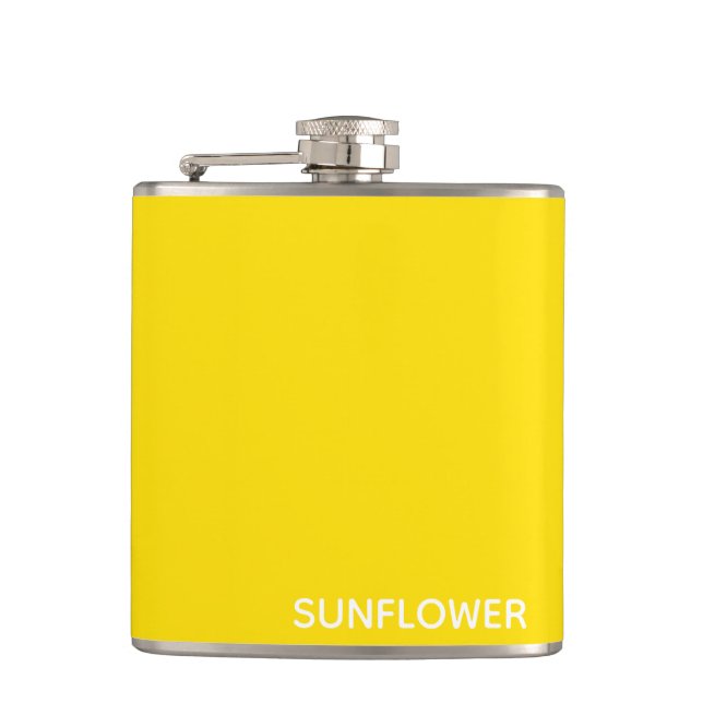Sunflower Yellow Colour Name Hip Flask (Front)