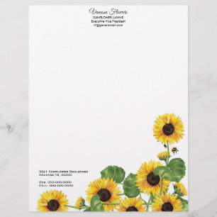 Sunflower Yellow Country Floral Custom Letterhead