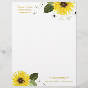 Sunflower Yellow Country Floral Custom Letterhead