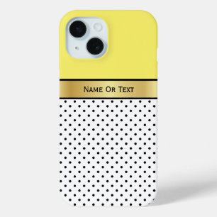 Sunflower Yellow Fashion Colour: White & Black Dot iPhone 15 Case