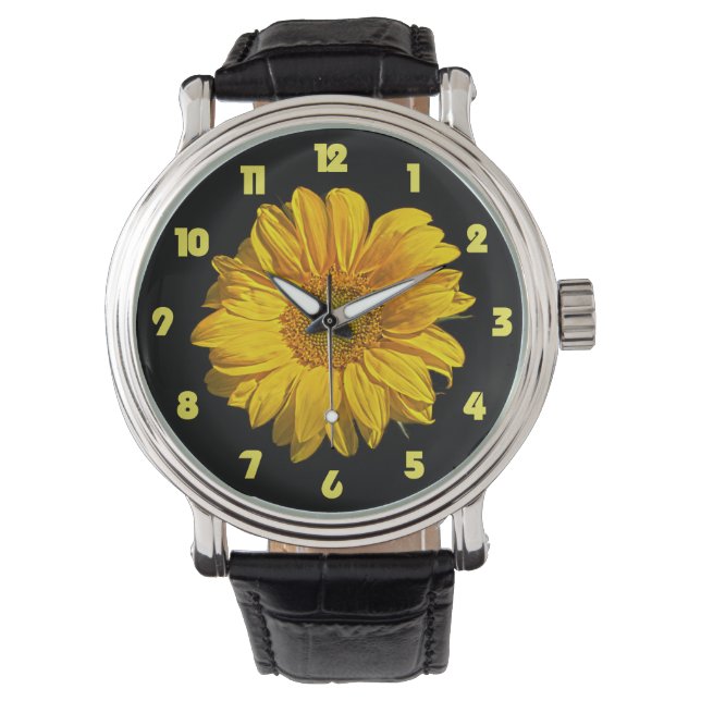 Sunflower Yellow Fat Numbers wacna Watch (Front)