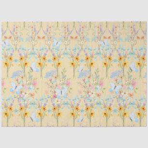 Sunflower Yellow Floral Blue Butterfly Decoupage Tissue Paper