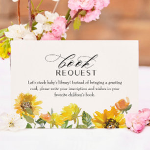 Sunflower Yellow Floral Book for Baby Insert Card