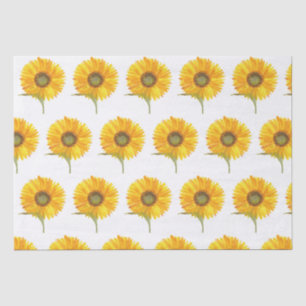Sunflower yellow floral watercolor Summer Rustic Tissue Paper