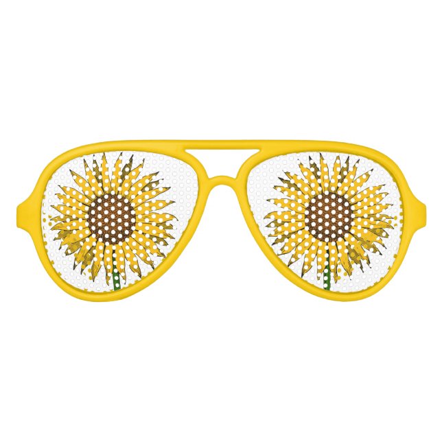 Sunflower Yellow Flower Aviator Sunglasses (Front)