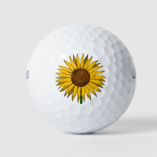 Sunflower Yellow Flower Golf Balls