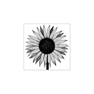 Sunflower Yellow Flower Rubber Stamp