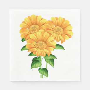 Sunflower Yellow Flowers Wedding Bridal Shower Napkin