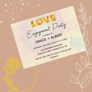 Sunflower Yellow LOVE Engagement Party Invitation