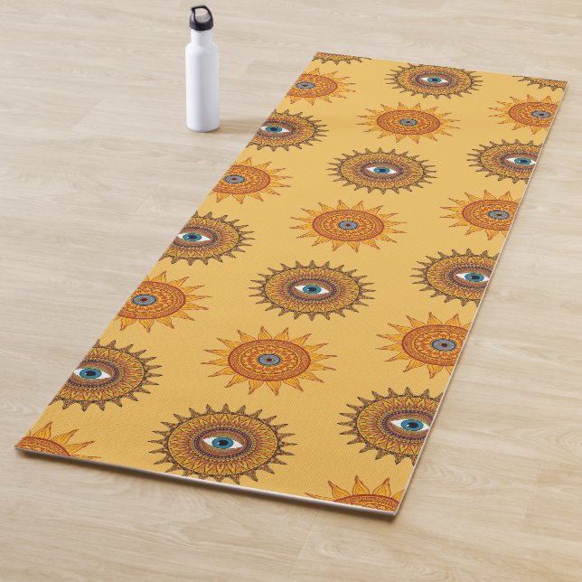 Sunflower Yellow Mandala Third Eye Art | Graphic Yoga Mat (In Situ)