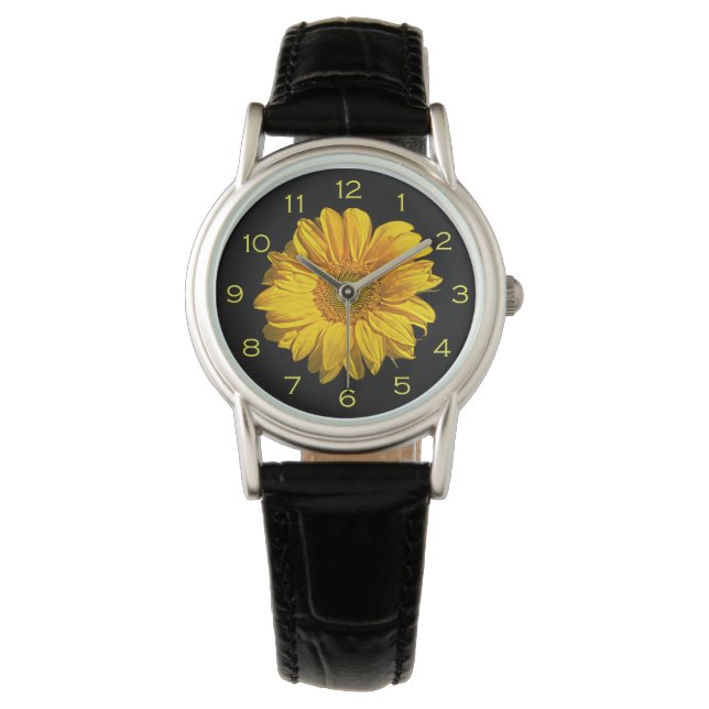 Sunflower Yellow Numbers wacna Watch (Front)