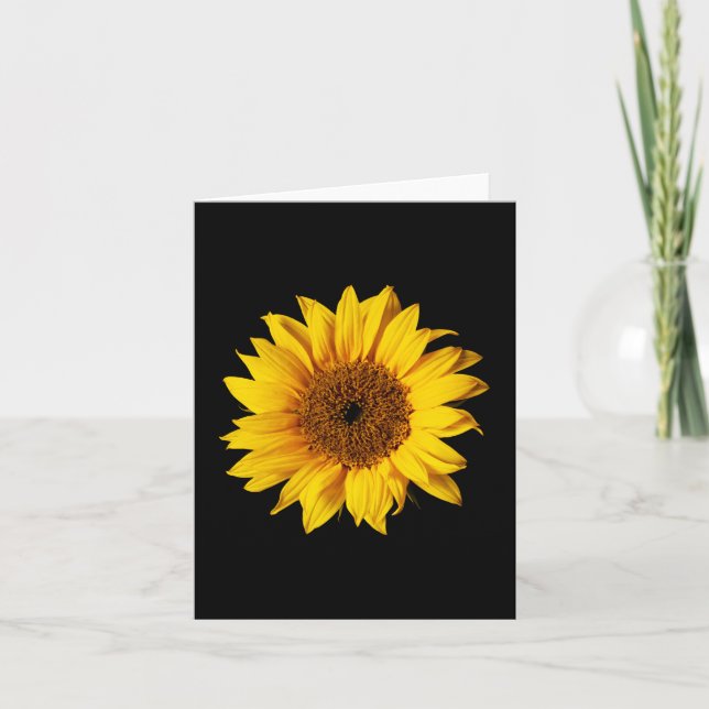 Sunflower Yellow on Black - Customised Sun Flowers Card (Front)