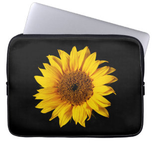 Sunflower Yellow on Black - Customised Sun Flowers Laptop Sleeve