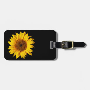 Sunflower Yellow on Black - Customised Sun Flowers Luggage Tag