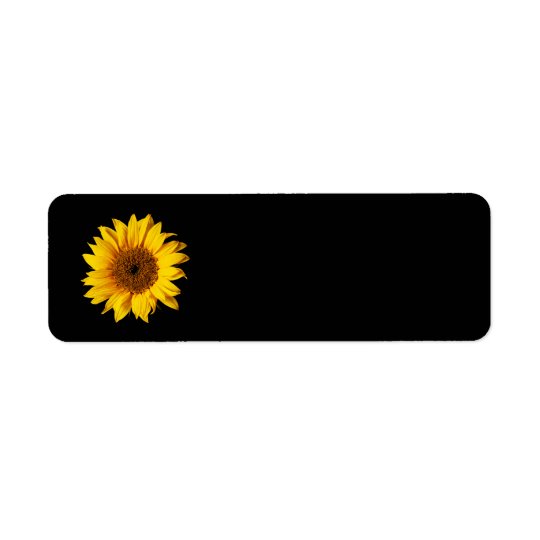 Sunflower Yellow on Black - Customised Sun Flowers Return Address Label