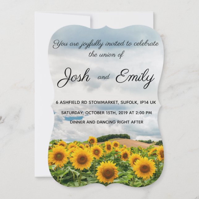 Sunflower Yellow Rustic Wedding invitation (Front)