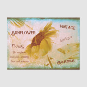 Sunflower Yellow Sepia Vintage Antique Ephemera Tissue Paper
