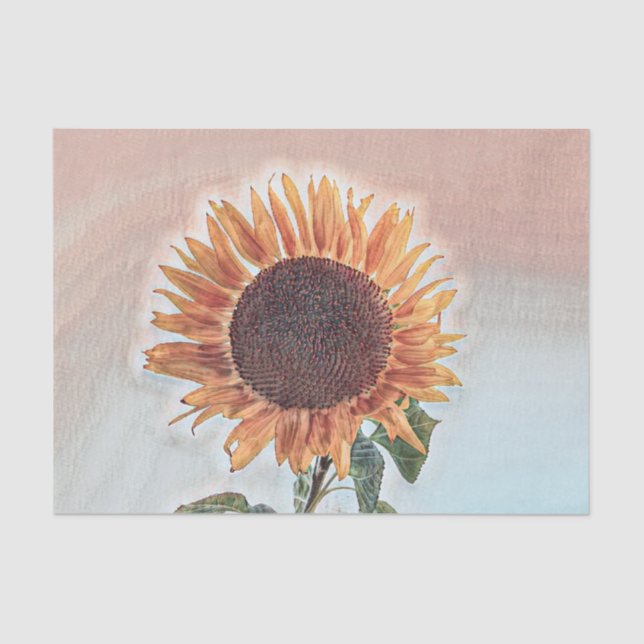 Sunflower Yellow Single Rustic Autumn Floral Tissue Paper (Front)