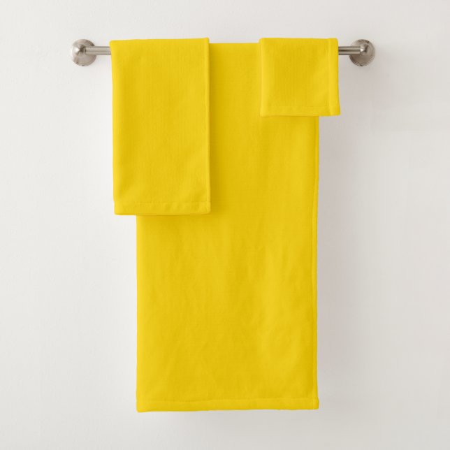 Sunflower Yellow Solid Colour Bath Towel Set (Insitu)