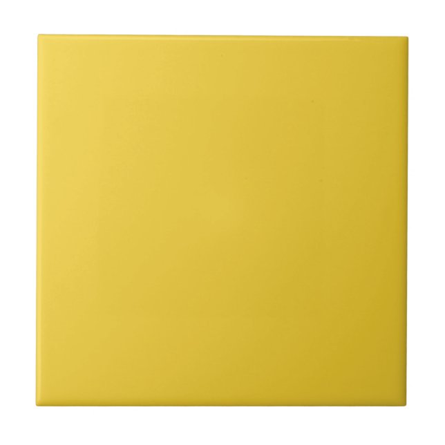 Sunflower Yellow Solid Colour | #f4cf32 Ceramic Tile (Front)