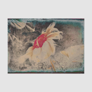 Sunflower Yellow Teal Vintage Antique Texture Tissue Paper