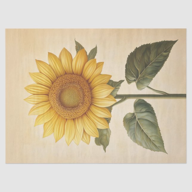 Sunflower Yellow Watercolor Background Decoupage Tissue Paper (Front)