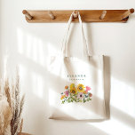 Sunflower Yellow Watercolor Custom Bridesmaid Gift Tote Bag<br><div class="desc">Sunflower Yellow and Pink Watercolor Floral Bridesmaid Gift Tote Bag</div>