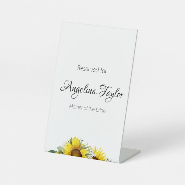 Sunflower  yellow Wedding Tabletop Signs (Front)