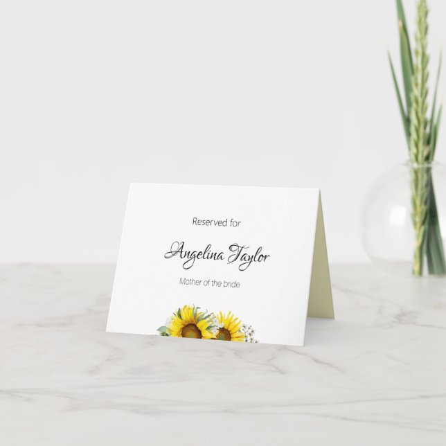 Sunflower  yellow Wedding Tabletop Signs Thank You Card (Front)