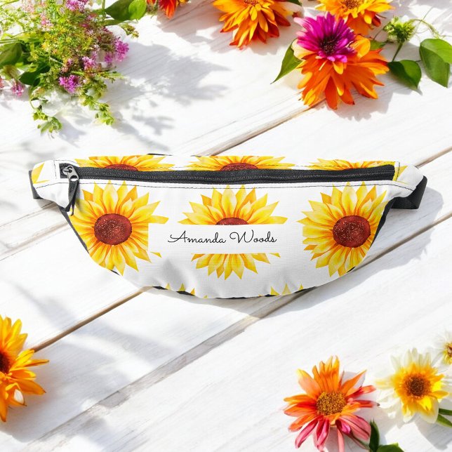 Sunflower Yellow White Floral Bum Bags (Creator Uploaded)