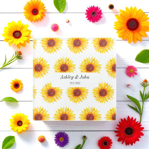 Sunflower Yellow White Wedding Floral  Glass Coaster