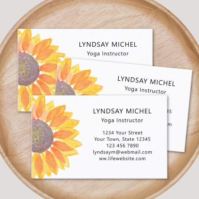 Sunflower Yoga Instructor Business Card (Creator Uploaded)