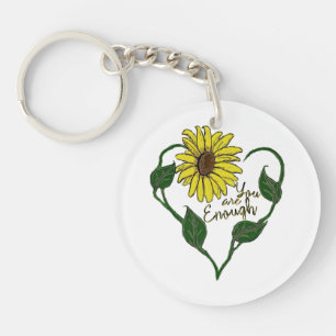 Sunflower You are Enough Key Ring