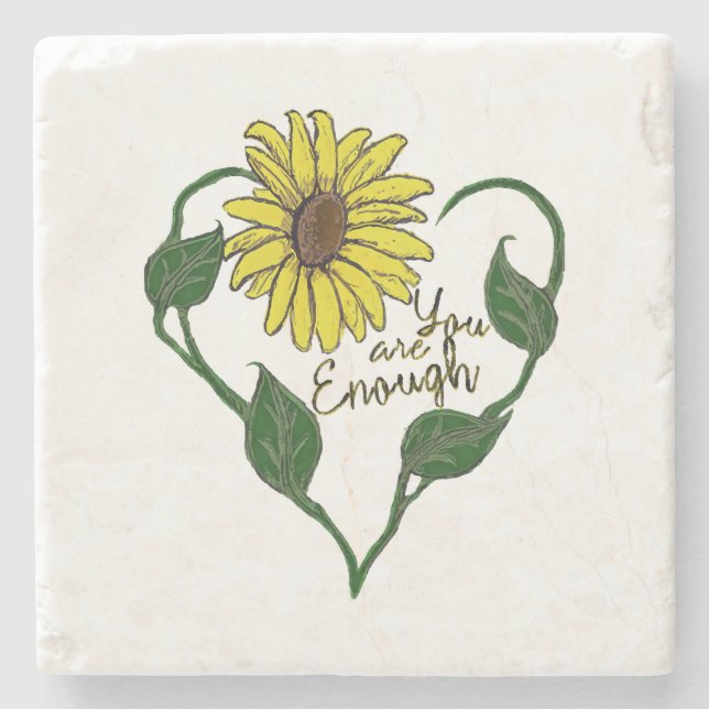 Sunflower You are Enough Stone Coaster (Front)