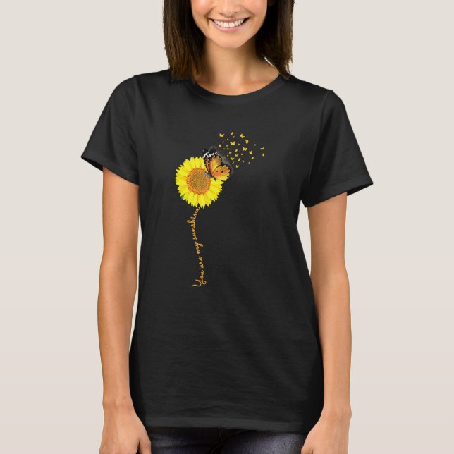 Sunflower You Are My Sunshine Butterflies Mum T-Shirt (Front)