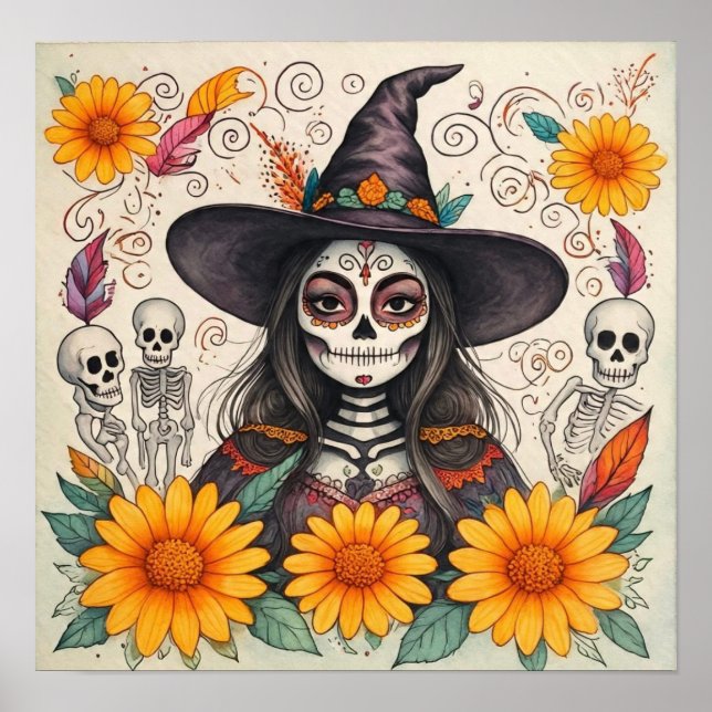 SunflowerDayOfTheDeadWitch Poster (Front)