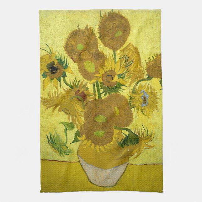 Sunflowers, 1889 tea towel (Vertical)