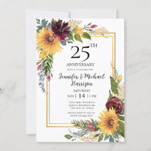 Sunflowers 25th Anniversary Invitation