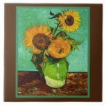 Sunflowers, 3, by Vincent van Gogh Ceramic Tile<br><div class="desc">Famous painting by Vincent van Gogh,  Sunflowers Three.</div>