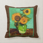 Sunflowers, 3, by Vincent van Gogh  Cushion<br><div class="desc">Famous painting by Vincent van Gogh,  Sunflowers Three</div>