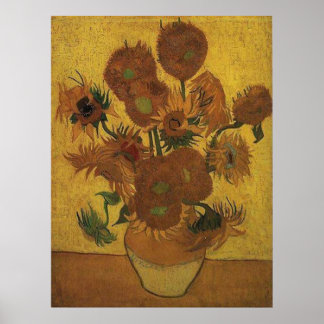 Sunflowers 4th version with Orange Background Poster