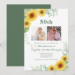 Sunflowers 50th Wedding Anniversary photo collage Holiday Card