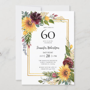 Sunflowers 60th Birthday Invitation
