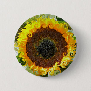 SUNFLOWERS 6 CM ROUND BADGE