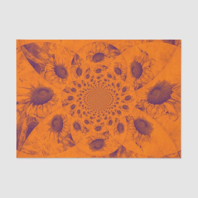 Sunflowers Abstract Orange Autumn Colours Decoupag Tissue Paper (Front)
