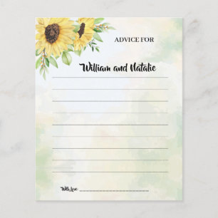 Sunflowers Advice for Happy Couple Shower Card