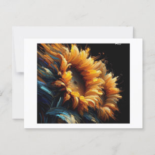 Sunflowers Against Black, Postcard