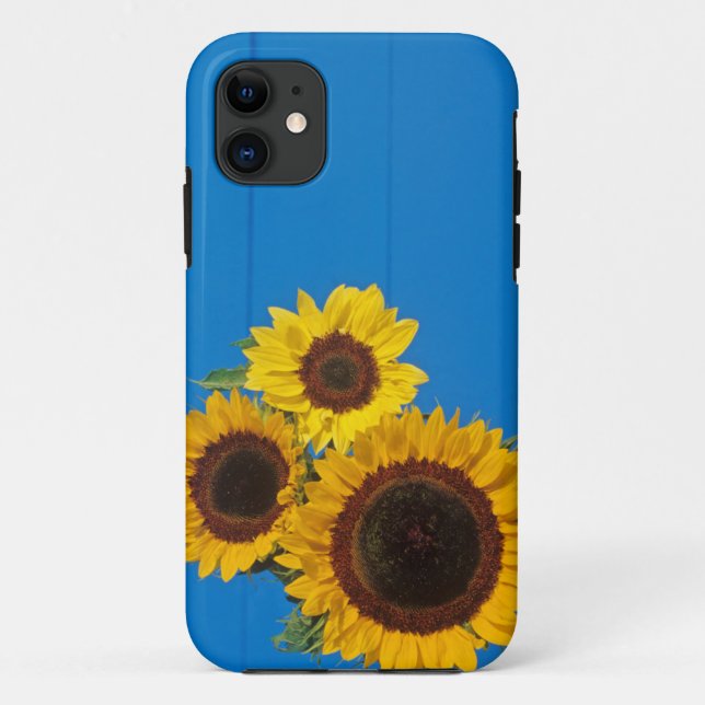 Sunflowers against blue fence Case-Mate iPhone case (Back)